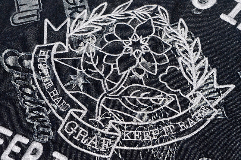 GRAFWU Jacquard Craft Pattern Design Denim Sleeveless