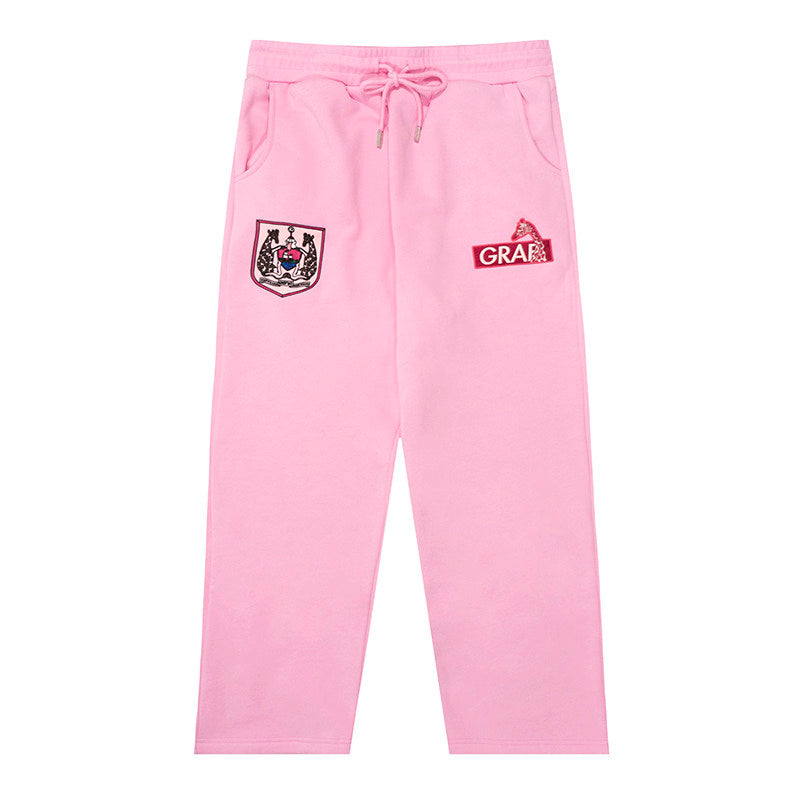 GRAF&WU Football Club Blokecore Floral Angel Devil Fleece Casual Pants