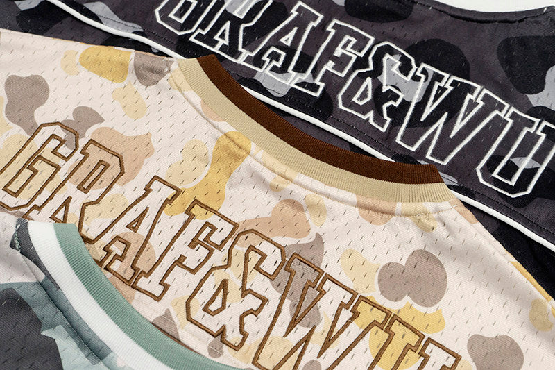 GRAF&WU No.24 Embroidered Mesh Street Camouflage Loose Short-sleeved Jersey