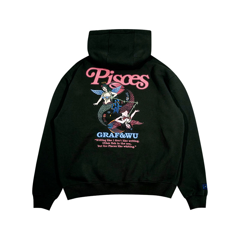 GRAF&WU 12 Constellation Rap Lyrics Embroidery Print Hoodie