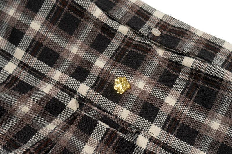 GRAF&WU Brand Giraffe Embroidery Plaid Loose Thin Shirt