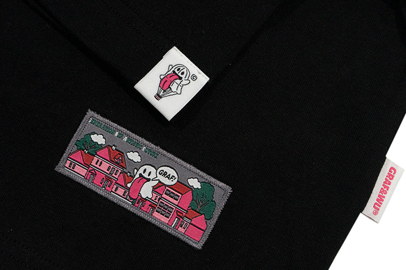 GRAF&WU T-Shirts 12 Natural Elements Cute Ghost Design T-Shirts Tai Chi Pattern Summer T-Shirt Embroidered Cotton Short Sleeve