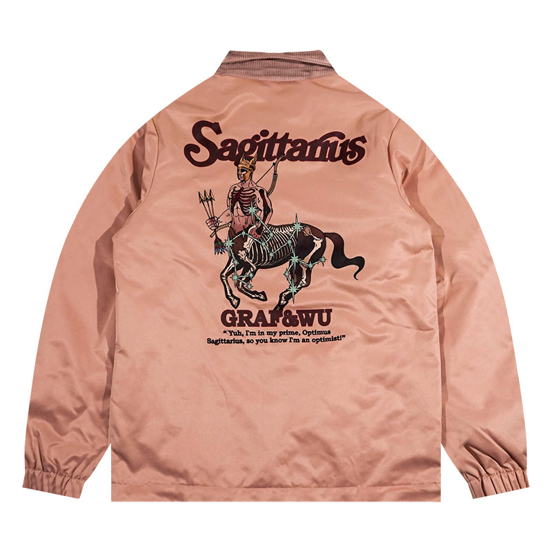 GRAF&WU 12 Signs Hip-hop Lyrics Embroidery Print Windproof Coach Jacket