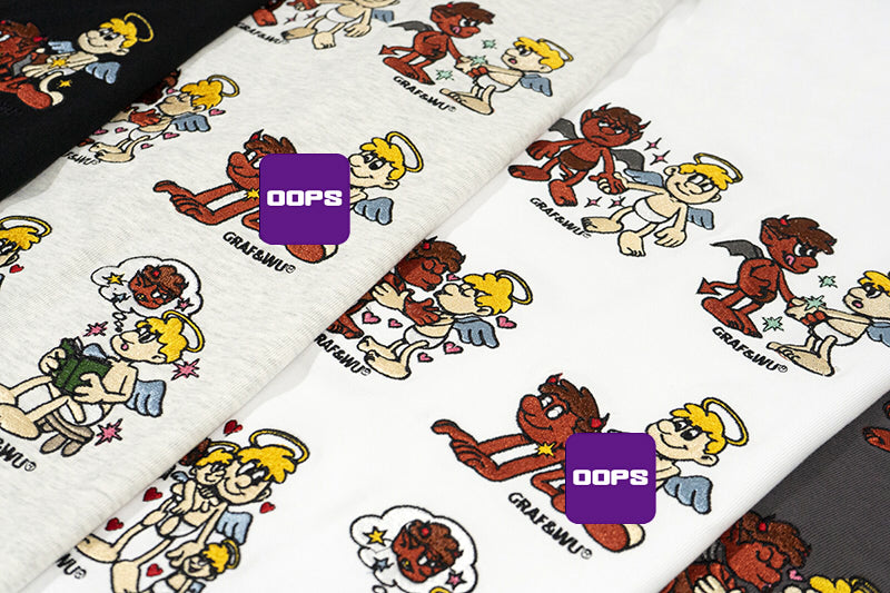 GRAFWU 9 Relationships Angel Devil Embroidery T-Shirts