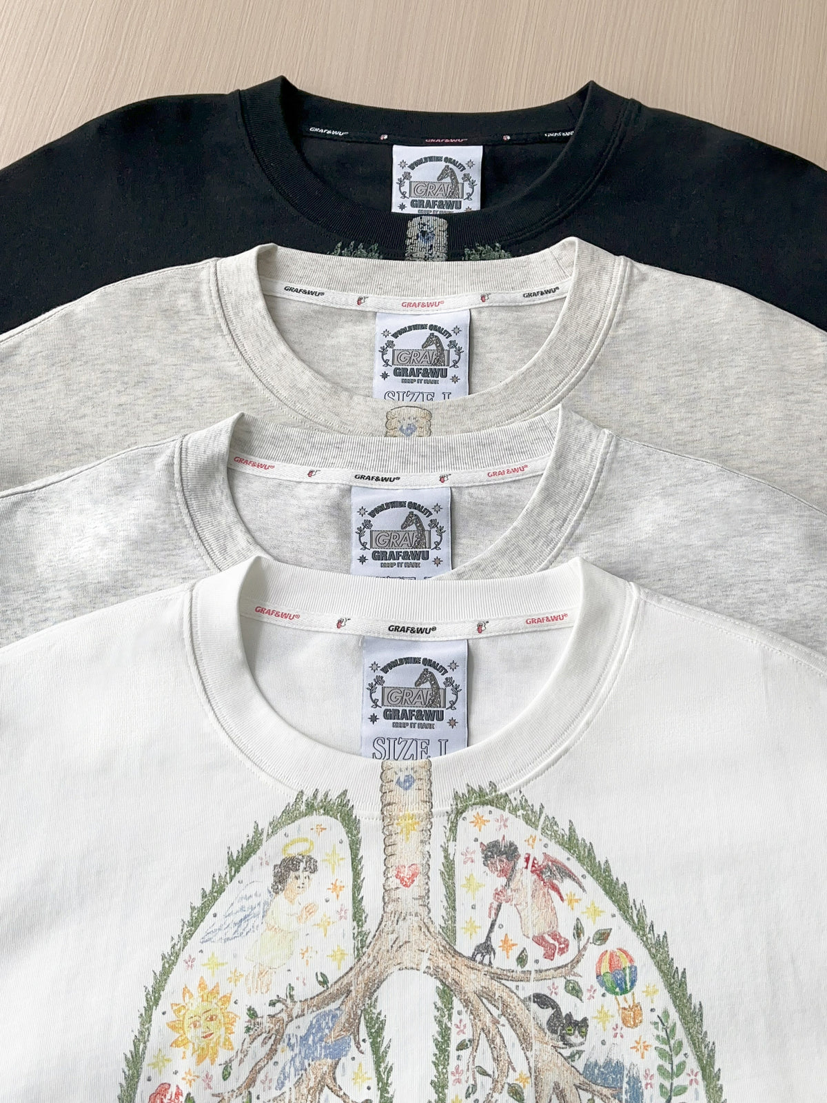 GRAF&WU Angel Devil Lung 2.0 Distressed Long Sleeve Tee