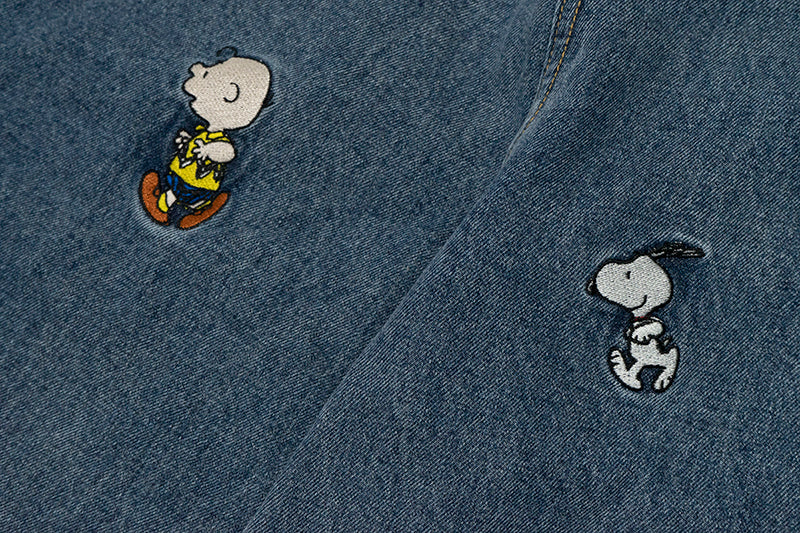GRAF X Peanuts【Snoopy Collaboration】Jeans Charlie Brown Lucy Embroidered Pants Baggy Fit Denim Trousers Men Women Classic Straight-Leg Denim