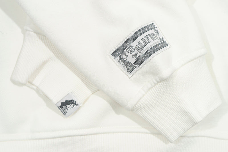 GRAF&WU Brand Letter Fleece Loose Streetwear Hoodie