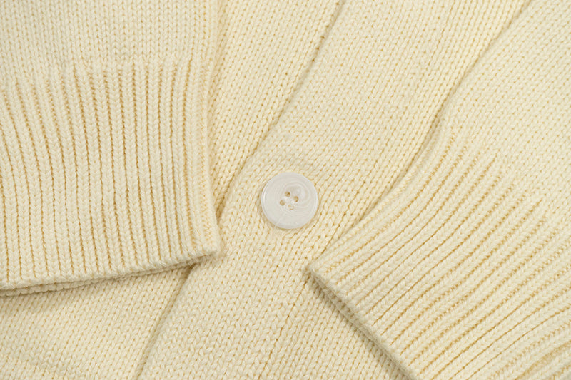 GRAF&WU Embroidered Badge Vintage Shawl Collar Knitted Sweater