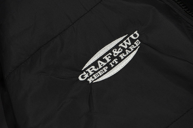 GRAF&WU Reversible Jacket-Embroidered Letter Two-in-One Layered Streetwear Coat