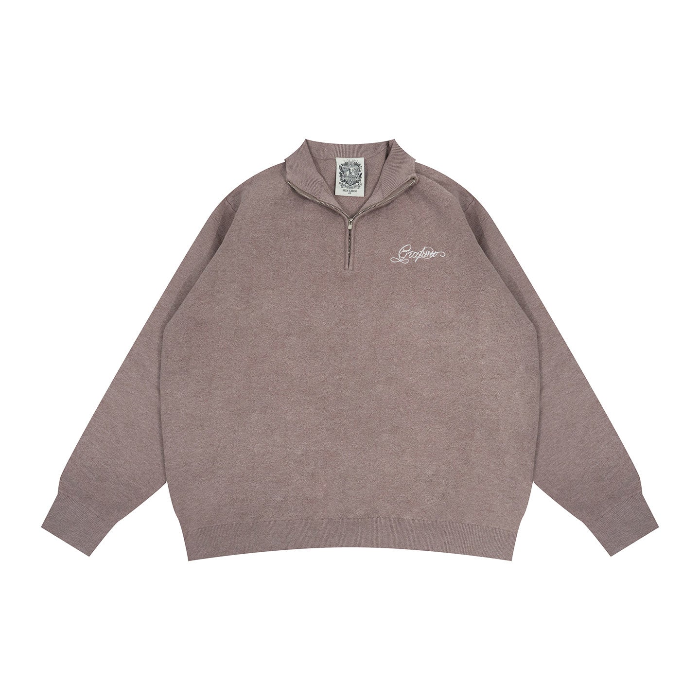 GRAF&WU Letter Embroidery Half-Zip Polo Collar Sweater