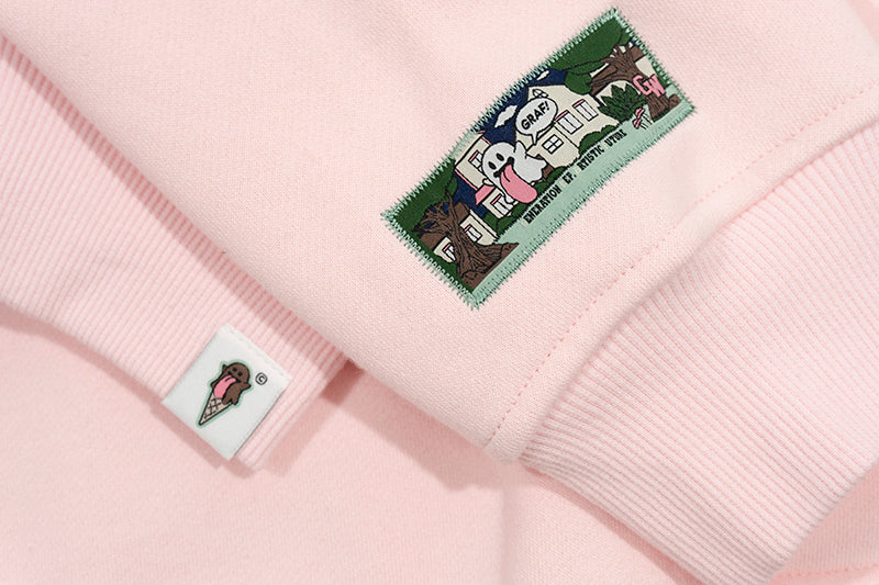 GRAF&WU Sweet Anatomy Cute Ghost Velcro Plush Pink Viscera Fleece Hoodie