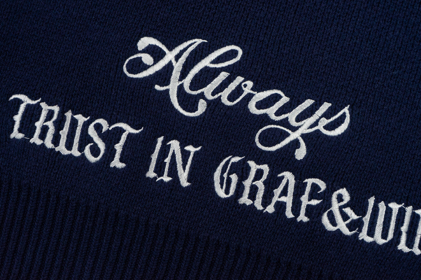 GRAF&WU Trust In Graf Embroidered AK47 Angel Knitted Hoodie Sweater