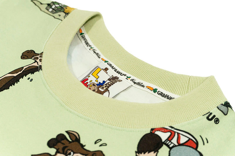 GRAF&WU T-Shirts Street Activity Giraffe Pattern Design Short Sleeve Street Hip-Hop Fashion Short Sleeves Men Cotton Summer T-Shirt Casual Tees