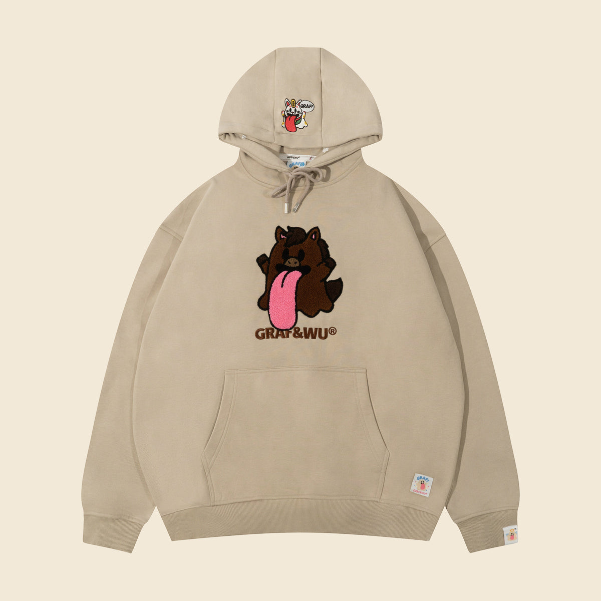 GRAF&WU Chinese Zodiac Character Loose-Fit Hoodie