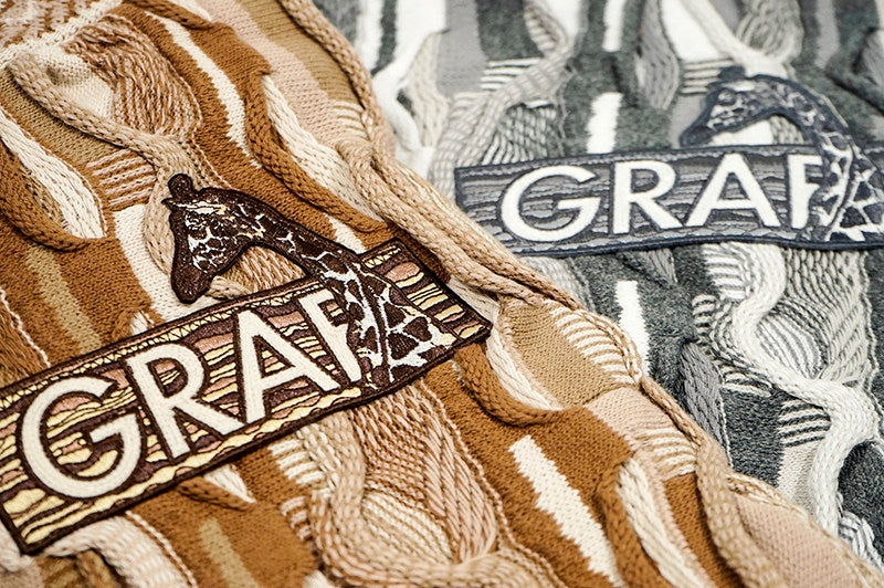 GRAF&WU Retro 3D Wave Pattern Street Art Knit Sweater