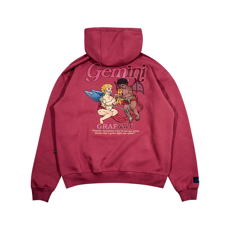 GRAF&WU 12 Constellation Rap Lyrics Embroidery Print Hoodie