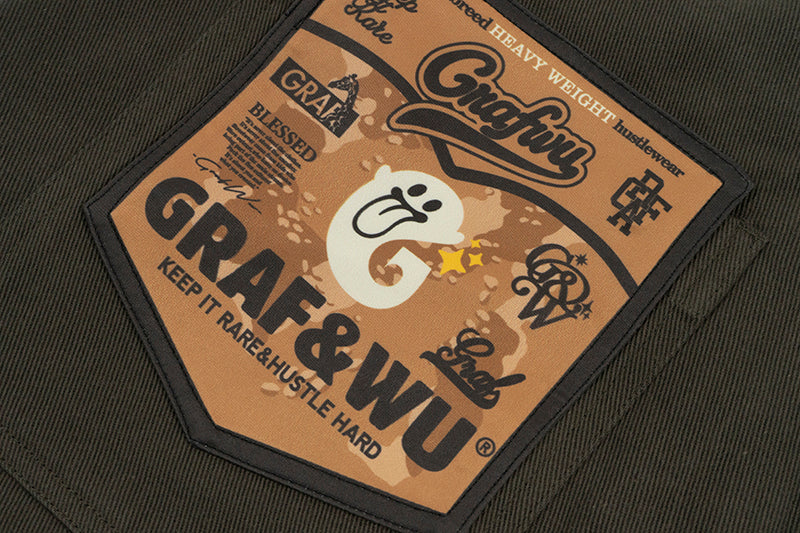 GRAF&WU Shorts Cute Ghost G Letter Logo Shorts Casual Solid Color Cargo Pants Men Women Cotton Shorts Hip-Hop Trend Pants