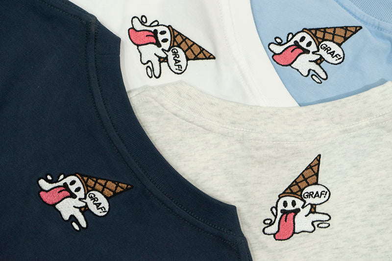 GRAF&WU T-Shirts Ice Cream Cute Ghost T-Shirt Fashion Cotton Short-Sleeved Men Women Casual Short Sleeve Summer T-Shirts For Ice Cream Lovers