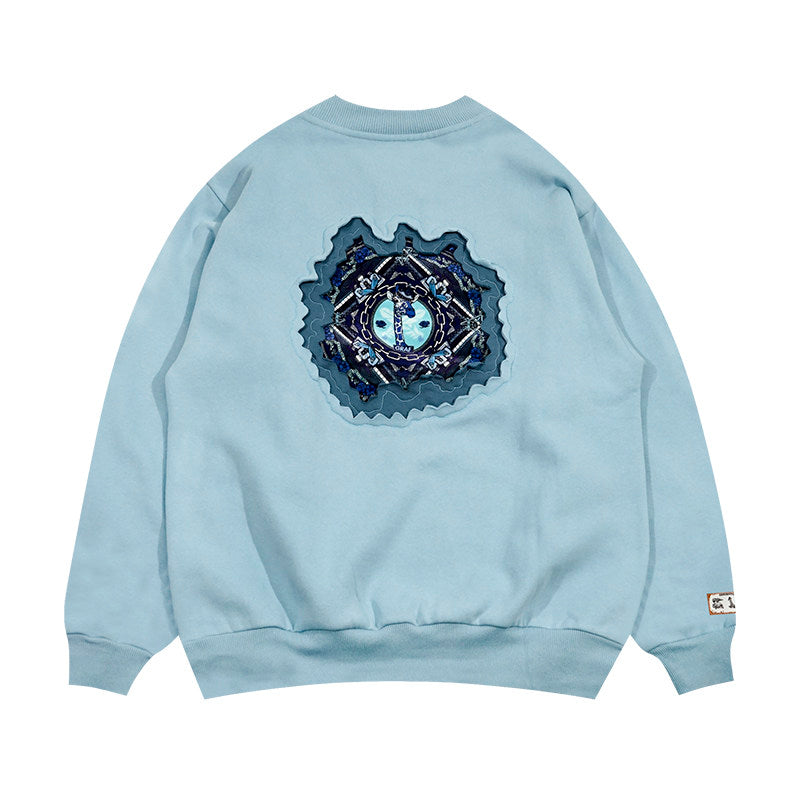 GRAF&WU Classic Erosion 2.0 3D Design Casual Fleece Crew Neck Sweatshirt