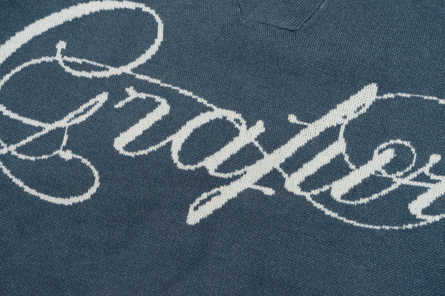 GRAF&WU Brand Letter Design Polo Collar Cozy Sweater