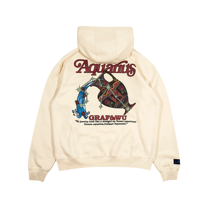 GRAF&WU 12 Constellation Rap Lyrics Embroidery Print Hoodie