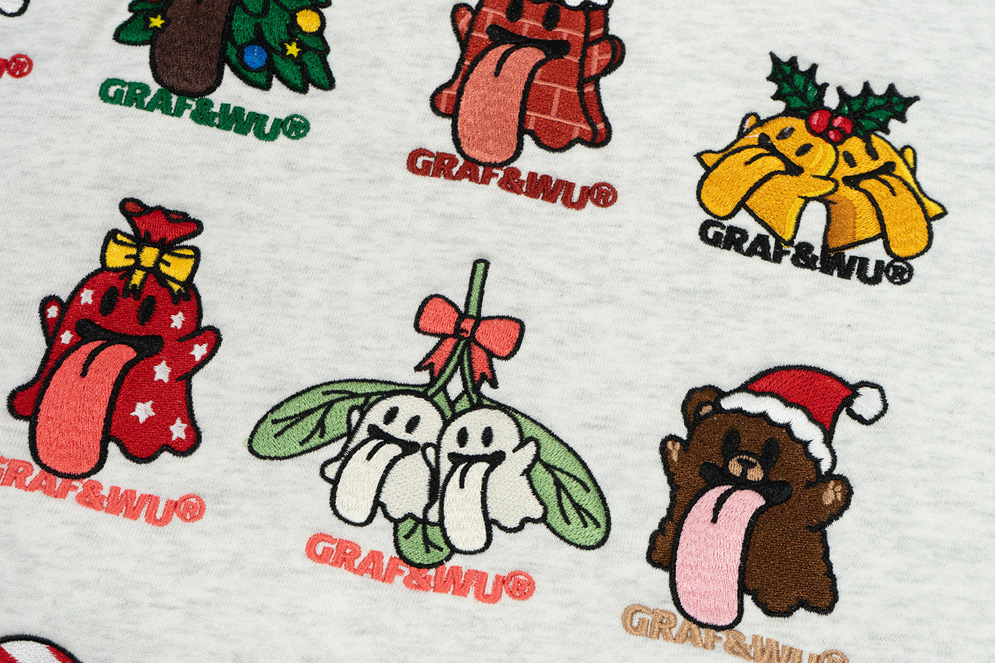 GRAF&WU 12 Christmas Cute Ghost Retro Loose Fleece Hoodies Fur Hat