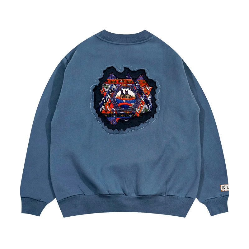 GRAF&WU Classic Erosion 2.0 3D Design Casual Fleece Crew Neck Sweatshirt