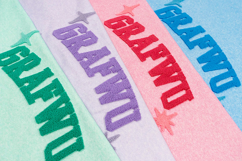 GRAF&WU Washed Style 3D Fleece Embroidery Summer Loose T-Shirt