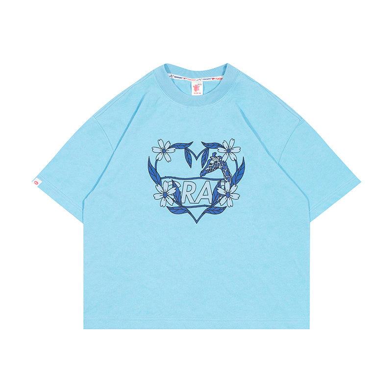 GRAF&WU Flower Heart Shape Deer Hot Girls Crop Top T-shirt