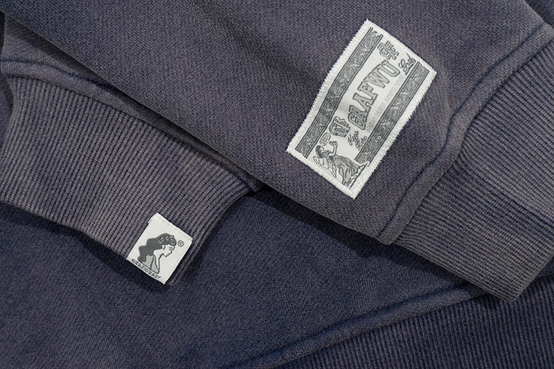 GRAF&WU Fashion Distressed Washed Fade Hoodie