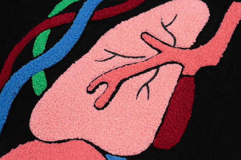 GRAF&WU Sweet Anatomy Cute Ghost Velcro Plush Pink Viscera Fleece Hoodie