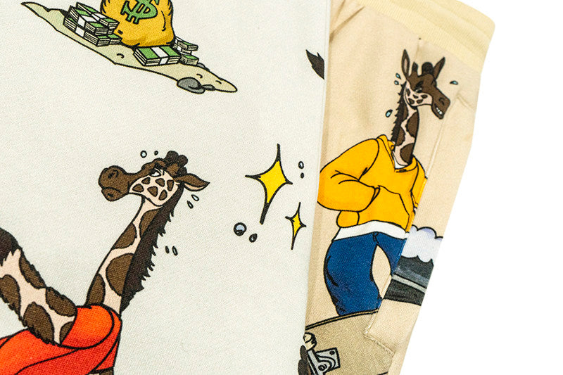 GRAF&WU Giraffe Cartoon Graphic Shorts Casual Streetwear