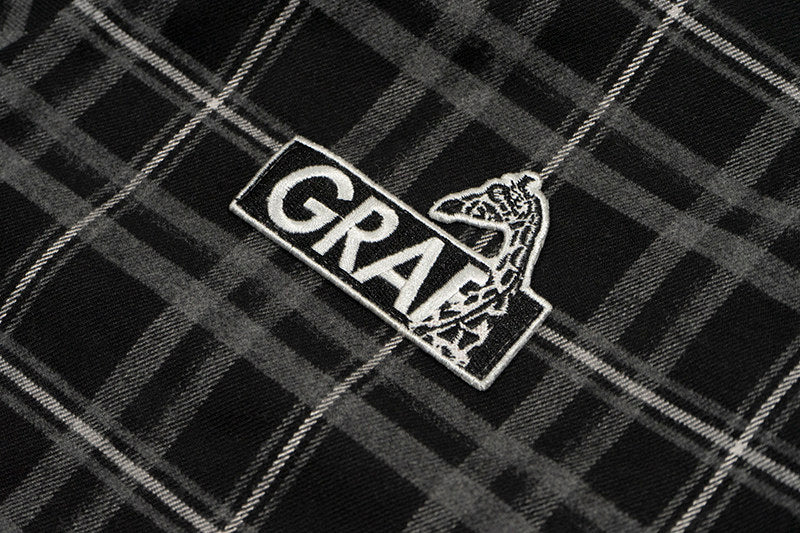 GRAF&WU Brand Giraffe Embroidery Plaid Loose Thin Shirt
