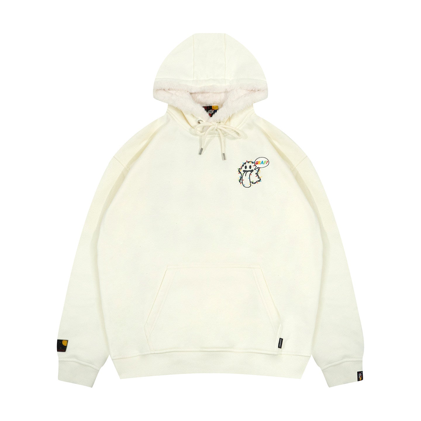 GRAF&WU 12 Christmas Cute Ghost Retro Loose Fleece Hoodies Fur Hat