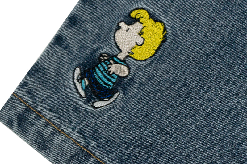 GRAF X Peanuts【Snoopy Collaboration】Jeans Charlie Brown Lucy Embroidered Pants Baggy Fit Denim Trousers Men Women Classic Straight-Leg Denim