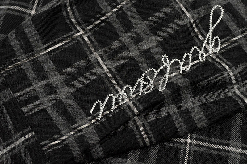 GRAF&WU Brand Giraffe Embroidery Plaid Loose Thin Shirt