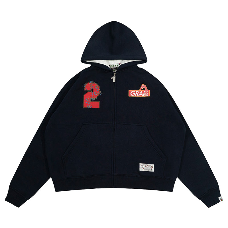 GRAF&WU Blokecore Football Club Floral Angel Fleece Zip-up Hoodie