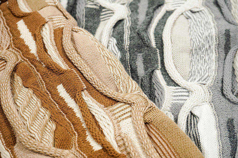 GRAF&WU Retro 3D Wave Pattern Street Art Knit Sweater