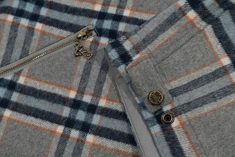 GRAF&WU Leather Collar Luxury Wool Retro Plaid Detroit Jacket