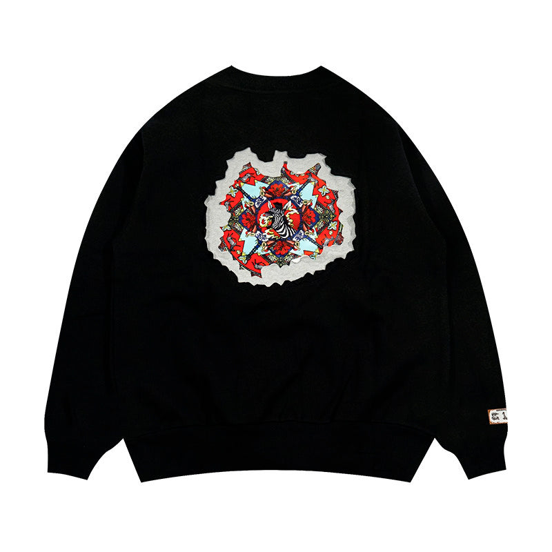 GRAF&WU Classic Erosion 2.0 3D Design Casual Fleece Crew Neck Sweatshirt