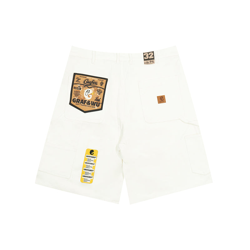 GRAF&WU Shorts Cute Ghost G Letter Logo Shorts Casual Solid Color Cargo Pants Men Women Cotton Shorts Hip-Hop Trend Pants