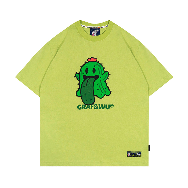 GRAF&WU BooGhost Cute Ghost 2.0 Earth, Money Bag, Volcano Multi-Design Streetwear Loose-Fit Short Sleeve T-Shirt