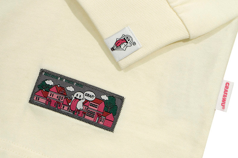 GRAF&WU Vegetable Cute Ghost Character Embroidered Long Sleeve Shirt