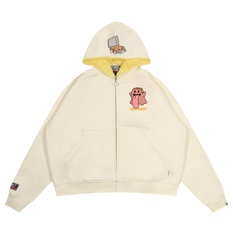 GRAF&WU Egg Cute Ghost Imitation Mink Velvet Hoodie