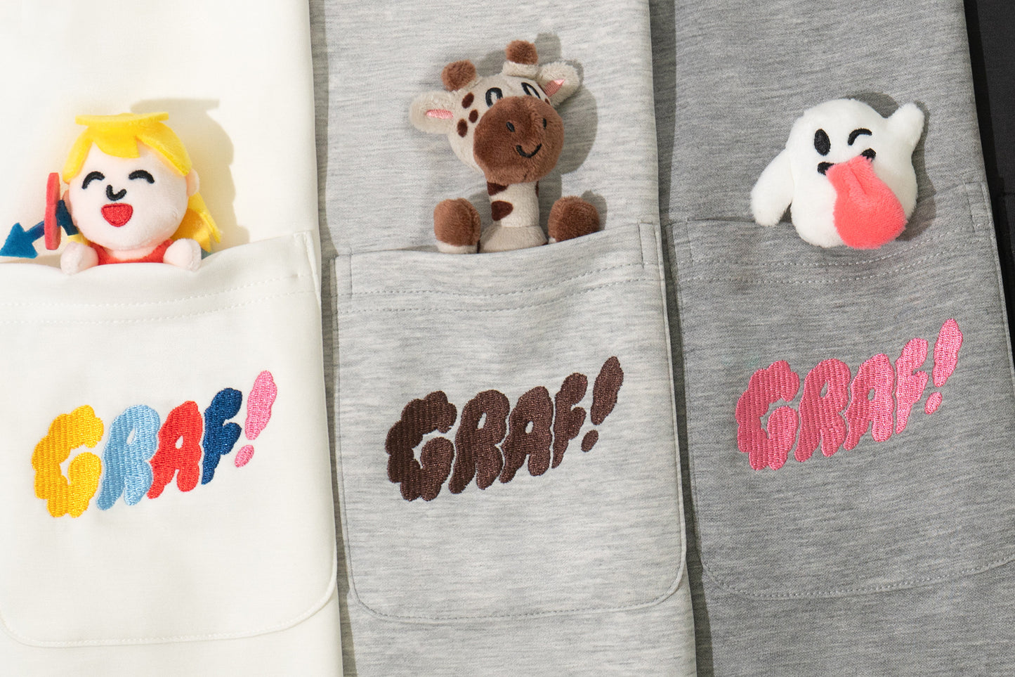GRAF&WU Pocket Plush Doll Giraffe Angel Cute Ghost Characters Design T-Shirt