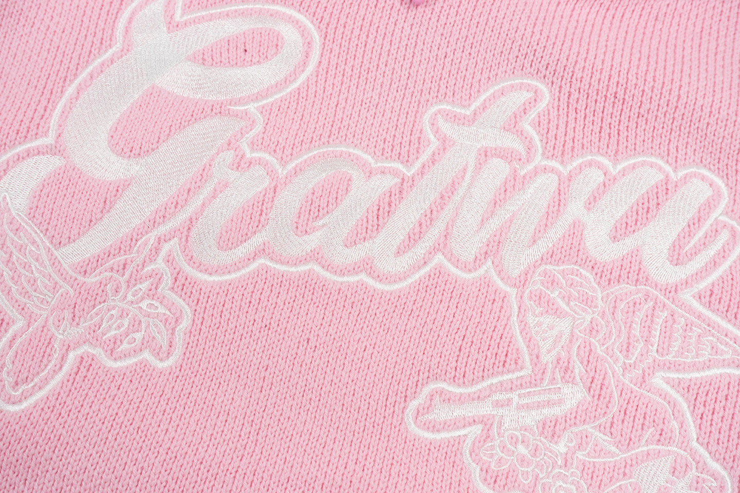 GRAF&WU Trust In Graf Embroidered AK47 Angel Knitted Hoodie Sweater