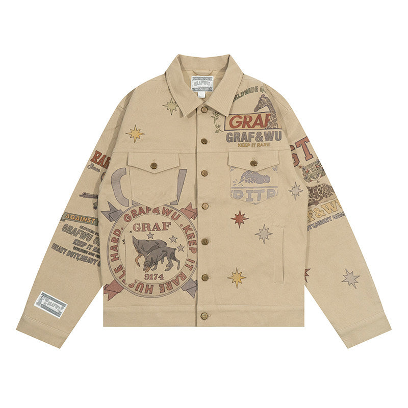 GRAF&WU Ivy Goddess Bless Print Oversize Fashion Jacket