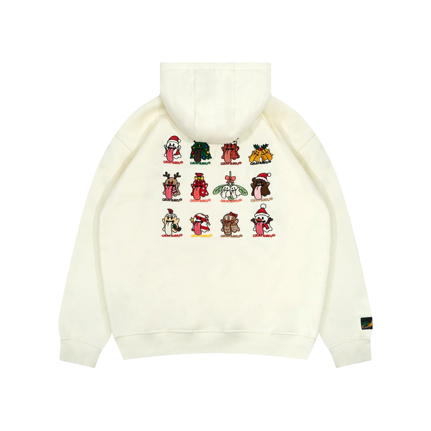 GRAF&WU 12 Christmas Cute Ghost Retro Loose Fleece Hoodies Fur Hat