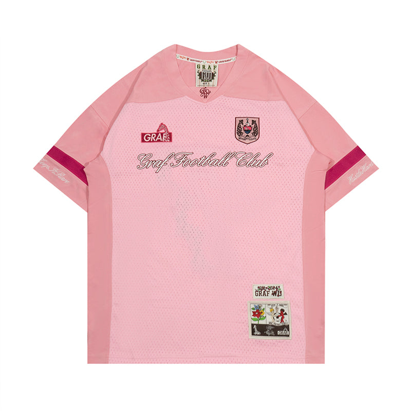 GRAF&WU Football Club Floral Embroidery Sports Mesh Jersey
