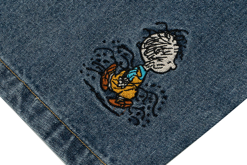 GRAF X Peanuts【Snoopy Collaboration】Jeans Charlie Brown Lucy Embroidered Pants Baggy Fit Denim Trousers Men Women Classic Straight-Leg Denim